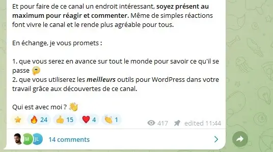 canal telegram wordpress