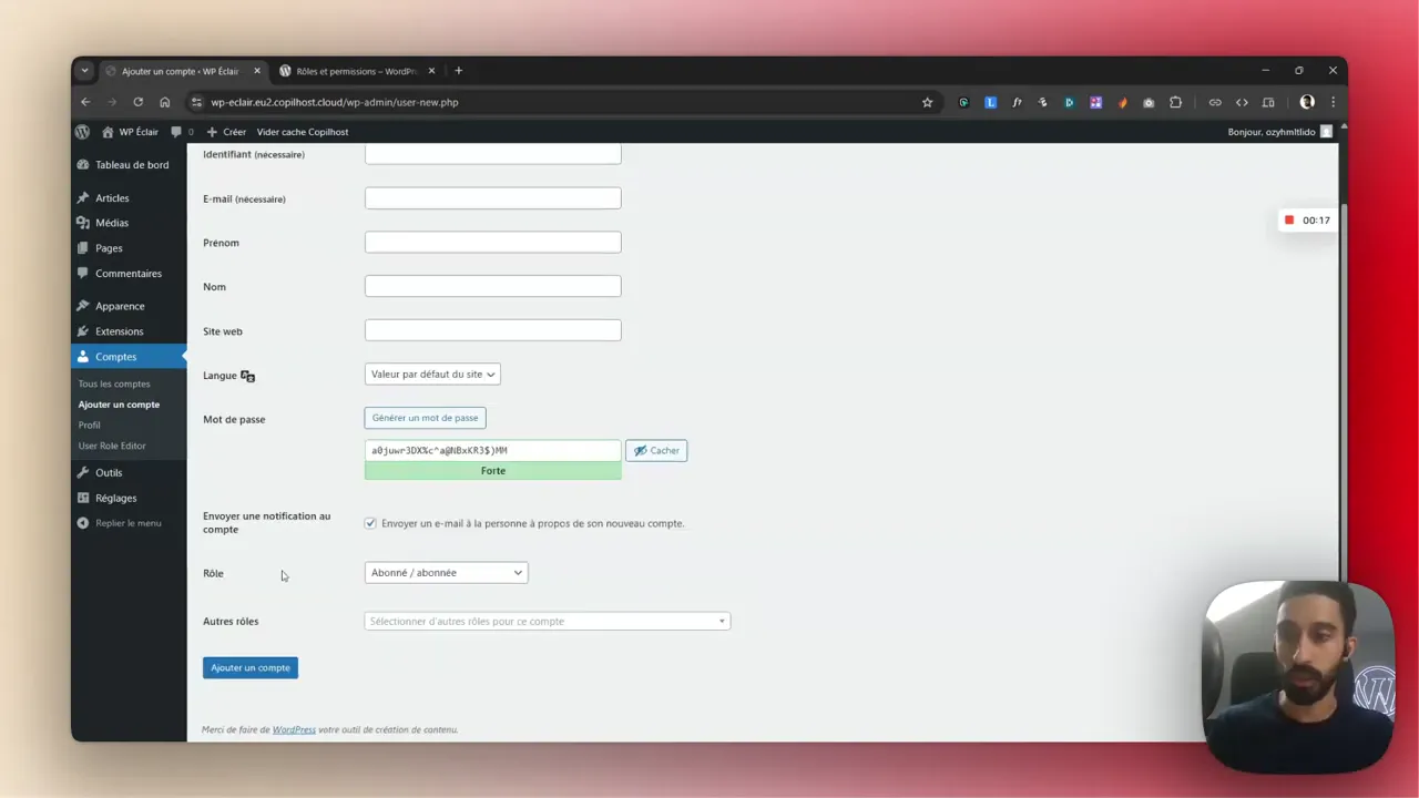 Comment fonctionnent les rôles dans WordPress ? Menu de sélection des rôles WordPress lors de la création d